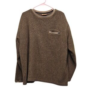 Horny Toad Fleece Pullover Mens L Brown Sherpa Crew Neck Pocket Gorpcore Top